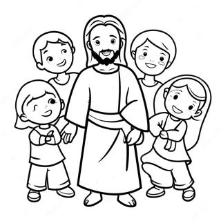 Page De Coloriage Jesus Mignon Avec Des Enfants 89962-30080