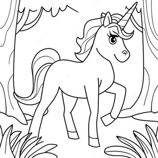 Page De Coloriage Dune Licorne Majestueuse Dans Une Foret Magique 90247-30297