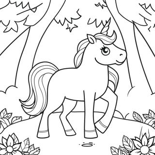 Page De Coloriage Dune Licorne Majestueuse Dans Une Foret Magique 90247 30300