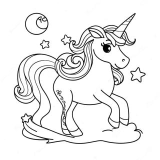 Page De Coloriage Dune Licorne Fantaisiste Avec Des Etoiles Et Une Lune 90250-30311