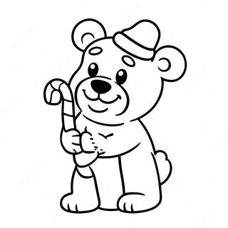 Page De Coloriage Dours En Gomme Tenant Une Canne En Sucre 90302 30351