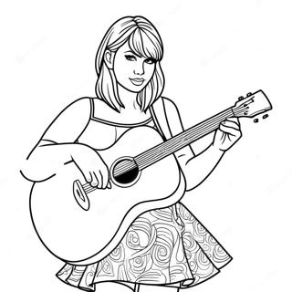 Page De Coloriage Taylor Swift Avec Une Guitare 90946-30850