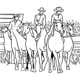 Page De Coloriage De Chevaux Colores Au Kentucky Derby 91019-30897