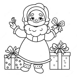 Page De Coloriage De Mme Claus Avec Des Cadeaux De Noel 91201 31110