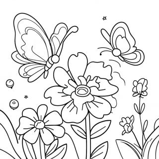 Page A Colorier De Jardin De Fleurs Et Papillons Colores 91226-31125