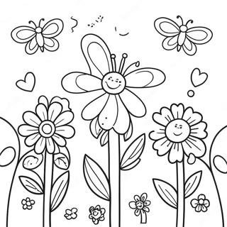 Page A Colorier De Jardin De Fleurs Et Papillons Colores 91226-31126