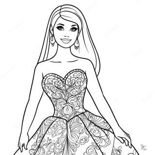 Barbie Dans Une Robe Etincelante Page A Colorier 913-730