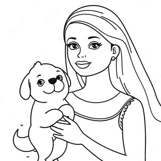 Barbie Avec Un Chiot Mignon Page A Colorier 914-1386