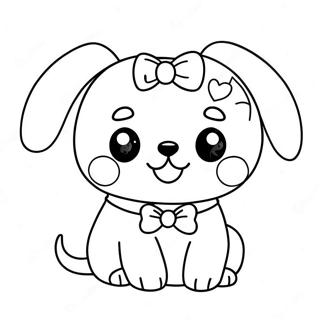 Page De Coloriage De Chien Kawaii Mignon Avec Un Noeud 91914-31665