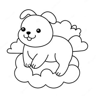 Page De Coloriage De Chien Kawaii Endormi Sur Un Nuage 91917-31680