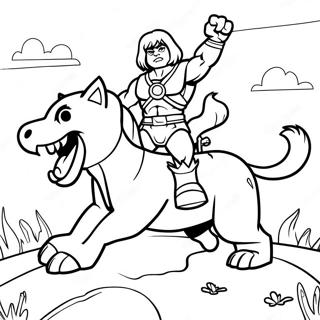 Page De Coloriage De He Man Chevauchant Battle Cat 91943-31700