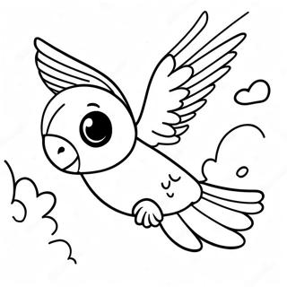 Page De Coloriage Perruche Joueuse Volant Dans Le Ciel 92482 32114