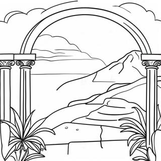 Page De Coloriage Dun Paysage Grec Charmant 92534 32154
