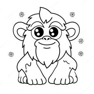 Yeti Amical Avec Des Flocons De Neige Page De Coloriage 92609-32205