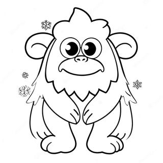 Yeti Amical Avec Des Flocons De Neige Page De Coloriage 92609-32206