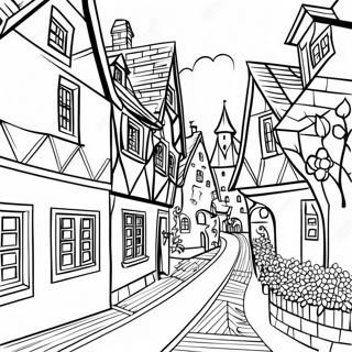 Page De Coloriage Village Allemand Traditionnel 92685-32265