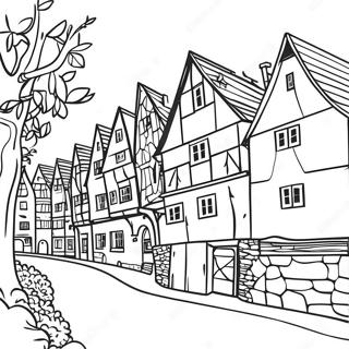 Page De Coloriage Village Allemand Traditionnel 92685-32266