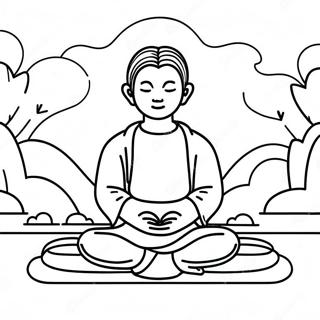 Page De Coloriage De Scene De Meditation Calme 93095-32585