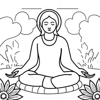 Page De Coloriage De Scene De Meditation Calme 93095-32586