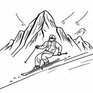 Page A Colorier De Ski En Montagne Enneigee 93430-32845