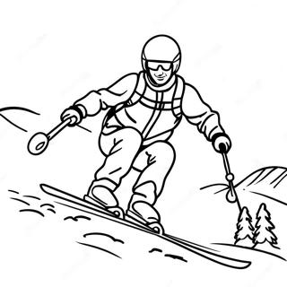 Page A Colorier De Ski En Montagne Enneigee 93430-32846