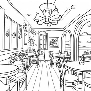 Page De Coloriage Dinterieur De Restaurant Confortable 93997-33286