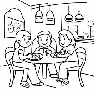Page De Coloriage De Scene De Restaurant Familiale 93999 33294