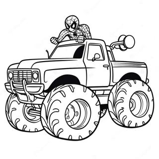 Page De Coloriage De Spiderman Conduisant Un Enorme Monster Truck 94074-33345