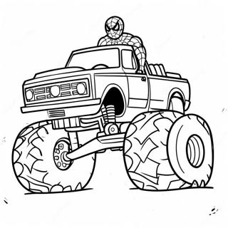 Page De Coloriage De Spiderman Conduisant Un Enorme Monster Truck 94074-33346