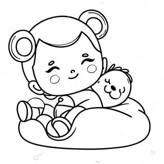 Page De Coloriage Dun Bebe Endormi Avec Un Ours En Peluche 94283-33588
