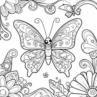 Page De Coloriage De Papillon Fantaisiste Avec Des Elements De Fantaisie 94360 33649