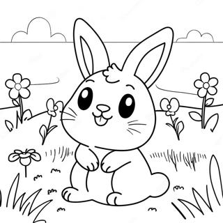 Page De Coloriage Dun Joli Lapin Dans Un Champ De Fleurs 95029-34283