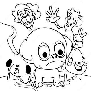 Page De Coloriage De Courage Le Chien Peureux Avec Ses Amis 95338-34533