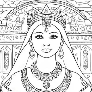 Page De Coloriage De La Reine Esther En Tenue Royale 95487-34641