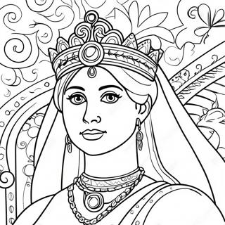 Page De Coloriage De La Reine Esther En Tenue Royale 95487-34642