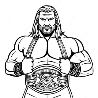 Triple H Tenant Deux Ceintures Page De Coloriage 96235 35266