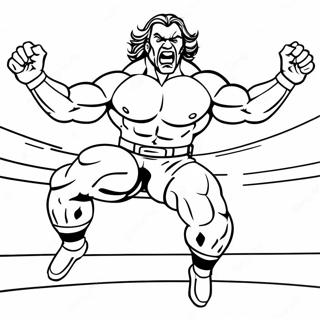 Page De Coloriage De Lutteuse Wwe En Niveaux De Gris Sautant Sur Un Adversaire 96311-35317