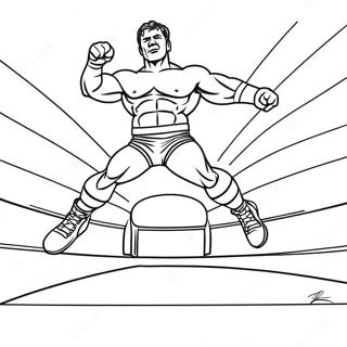 Page De Coloriage De Lutteuse Wwe En Niveaux De Gris Sautant Sur Un Adversaire 96311-35318