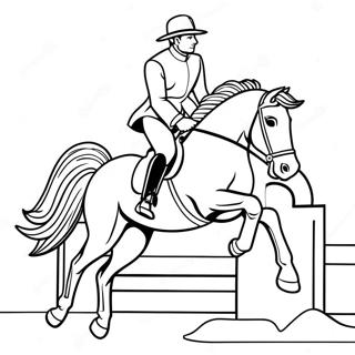 Page De Coloriage Cheval Elegant Et Cavalier Sautant 96339-35348