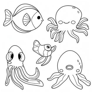 Page De Coloriage Inversee Ludique Des Creatures Sous Marines 96468-35450