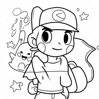 Page De Coloriage Dash Ketchum Avec Pikachu 96594-35538