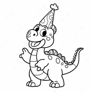 Page De Coloriage De Dinosaure Joyeux Avec Un Chapeau De Fete 96802-35705
