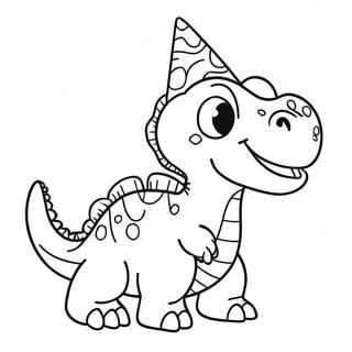 Page De Coloriage De Dinosaure Joyeux Avec Un Chapeau De Fete 96802-35876