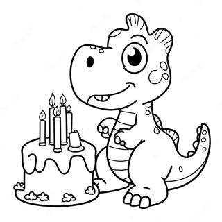 Page De Coloriage De Dinosaure Drole Soufflant Des Bougies 96803-35712