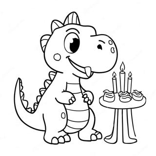 Page De Coloriage De Dinosaure Drole Soufflant Des Bougies 96803-35877