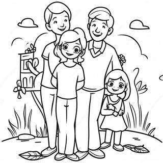 Page De Coloriage De La Vie De Famille Heureuse Pages À Colorier