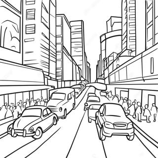 Page De Coloriage De La Vie Dans Une Ville Animee Pages À Colorier