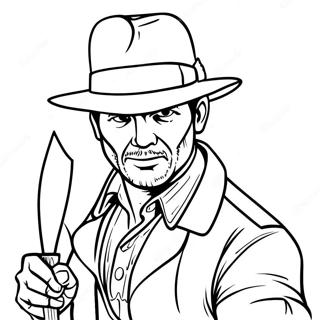 Page De Coloriage Dindiana Jones Avec Un Fouet 97390-36325