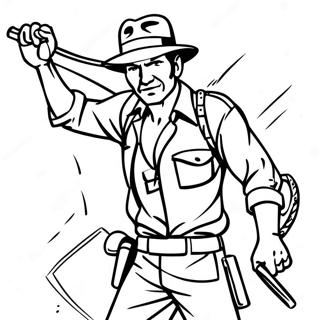 Page De Coloriage Dindiana Jones Avec Un Fouet 97390-36328