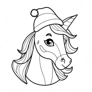 Page De Coloriage De Cheval Festif Avec Un Chapeau De Pere Noel 97415-36341